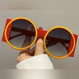Stylish Red and Yellow Round Sunglasses